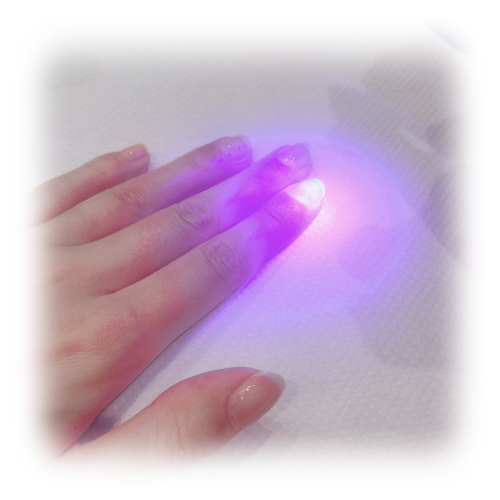 LEDライトで硬化する。