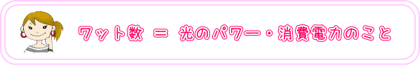 ワット数＝光のパワー・消費電力のこと